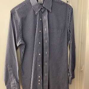 Brooks Brothers Blue/White Check Button Down Shirt 15 32